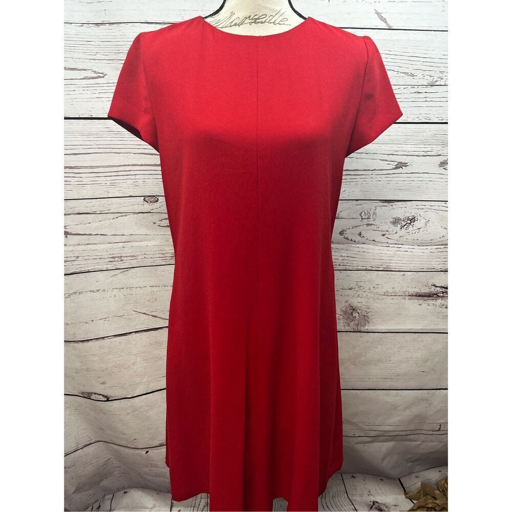 Linda Allard Ellen Tracy Red Short Sleeve Sheath Dress Women's Size 4
